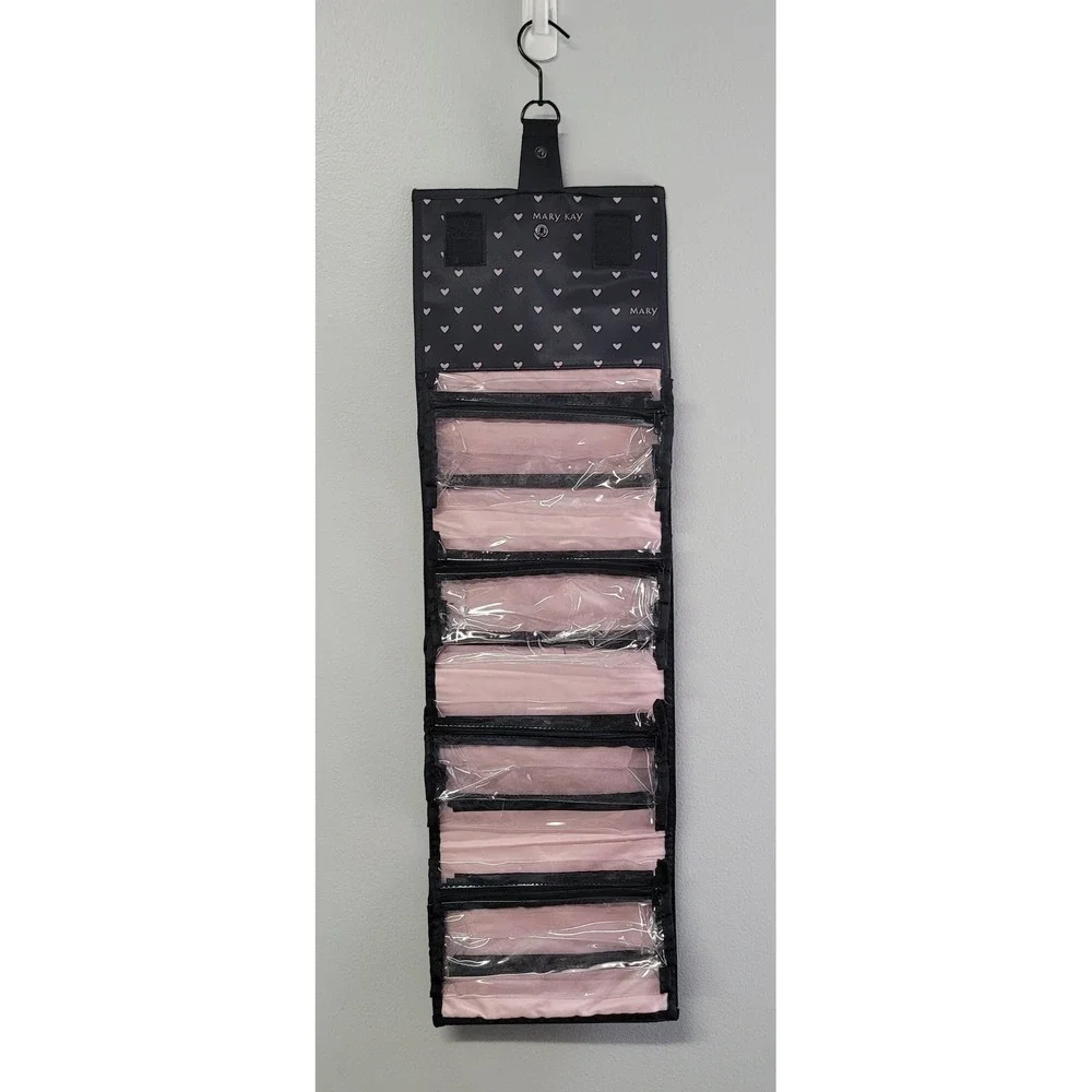 Mary Kay Pink Heart Travel Roll Up Bag Hanging Toiletry Cosmetic Organizer‎